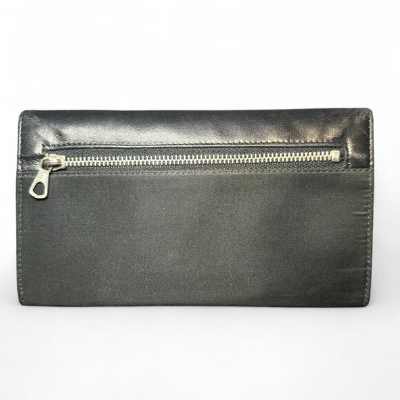 PRADA Saffiano Leather and Nylon Tri-Fold Wallet - Black - Picture 3 of 15